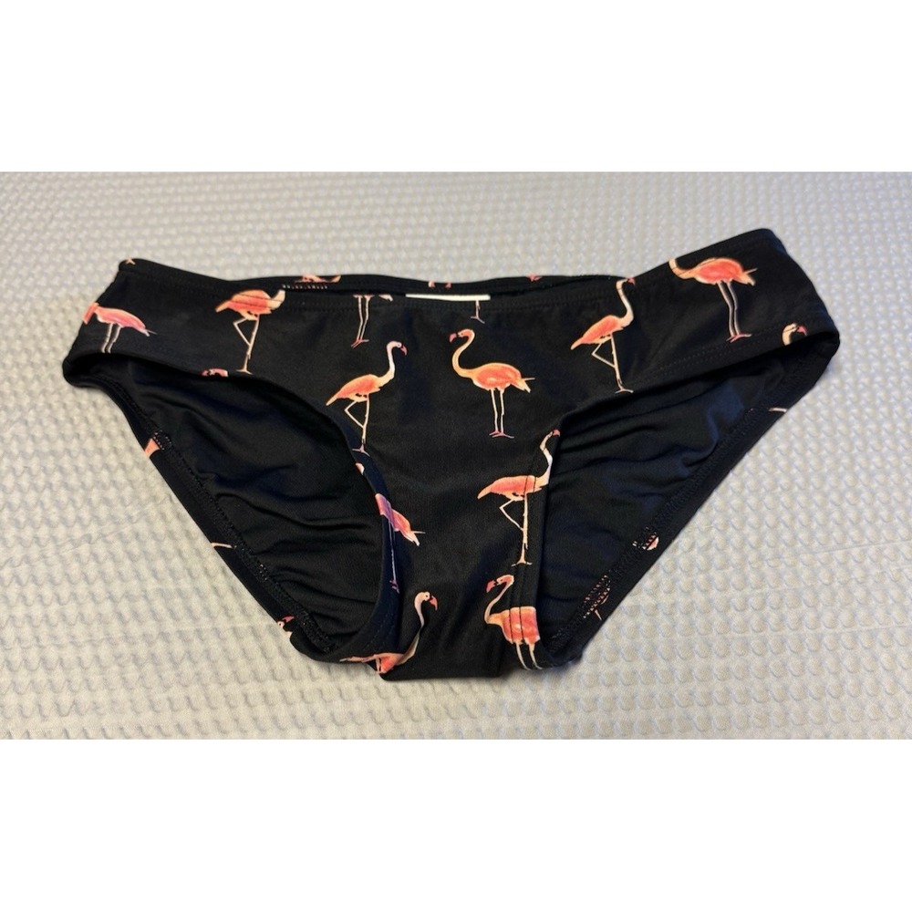 Kate Spade New York Flamingo Dive Right In Black Pink Bikini Bottoms SZ XS